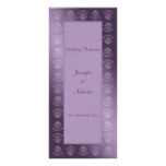 Wedding Program Template Lilac Metallic Damask Personalized Rack Card
