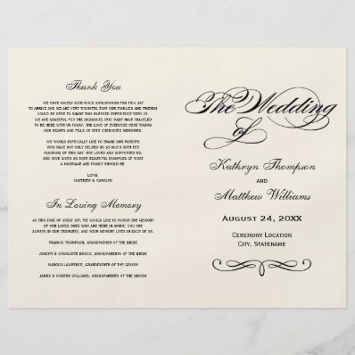 Wedding Programs | Black Calligraphy Design