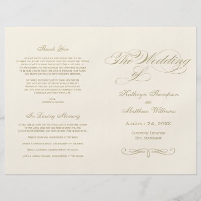 Wedding Programs | Gold Calligraphy Design