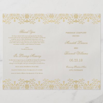 Wedding Programs | Gold Vintage Glamour