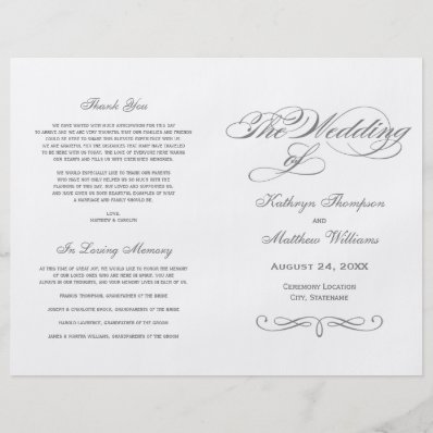 Wedding Programs | Gray Calligraphy Design