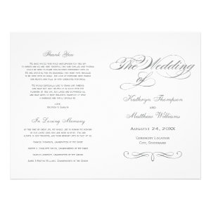Wedding Programs | Gray Calligraphy Design Custom Flyer