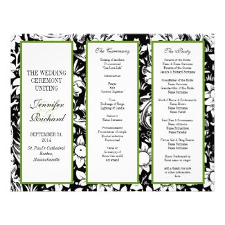 wedding programs with black and white flowers personalized letterhead