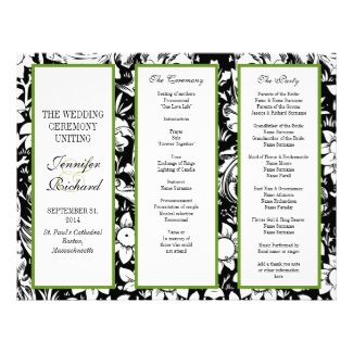 wedding programs with black and white flowers personalized letterhead