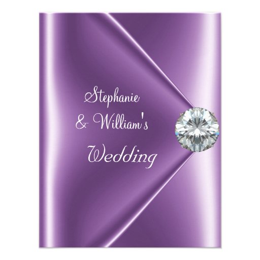 Wedding Purple Mauve Diamond Jewel Custom Announcement
