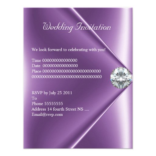 Wedding Purple Mauve Diamond Jewel Custom Announcement