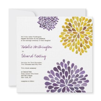 Wedding Purple Yellow Flower Blooms Invitation invitation