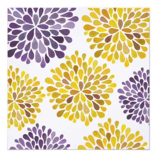 Wedding Purple Yellow Flower Blossoms Invitation