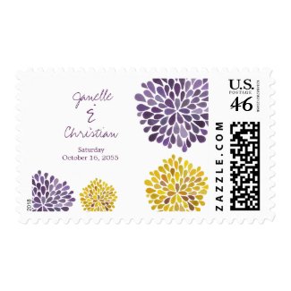 Wedding Purple Yellow Flower Petals Postage Stamp stamp