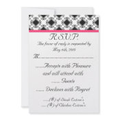 wedding,R.S.V.P. card,pink,black,fancy,classy,cute invitation