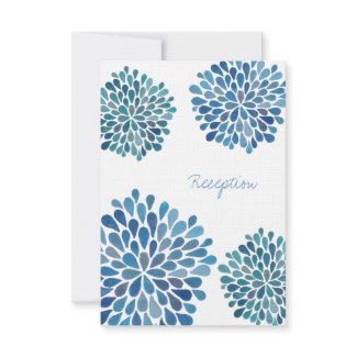 Wedding Reception Card Cerulean Blue Flower Blooms Invites