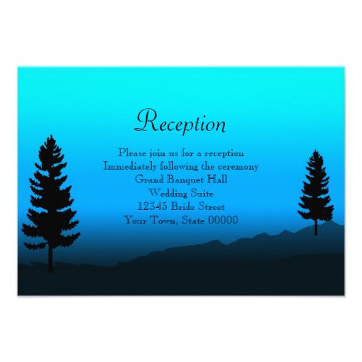 Wedding Reception Card Mountain Dusk Blue (front side)