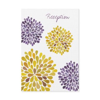 Wedding Reception Card Purple Yellow Dahlia Flower Invitation
