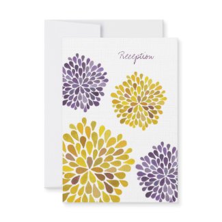 Wedding Reception Card Purple Yellow Floral Blooms invitation