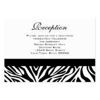 Wedding Reception Cards Black and White Zebra Business Card Templates