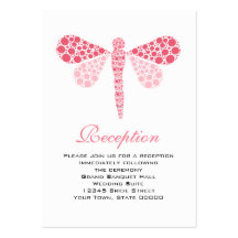 Wedding Reception Cards Pink & White Dragonfly Business Cards