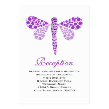 Wedding Reception Cards Purple & White Dragonfly Business Card Template
