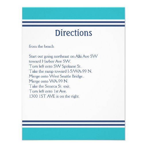 Wedding Reception Direction Invitation