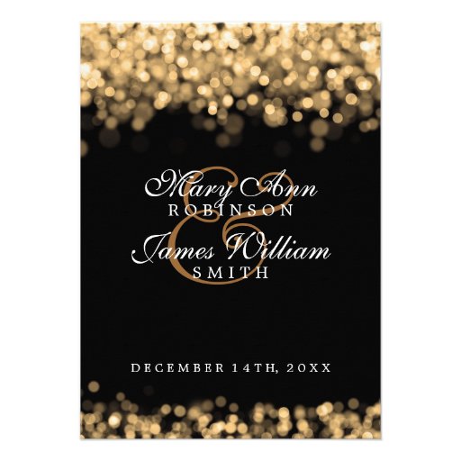 Wedding Reception Gold Lights Personalized Announcement