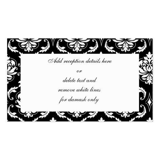 Wedding Reception Invitation Insert Cards Business Card (back side)