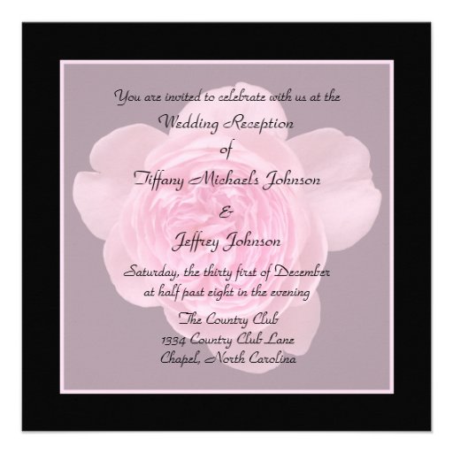 Wedding Reception Invites Only -- Rose Invitation