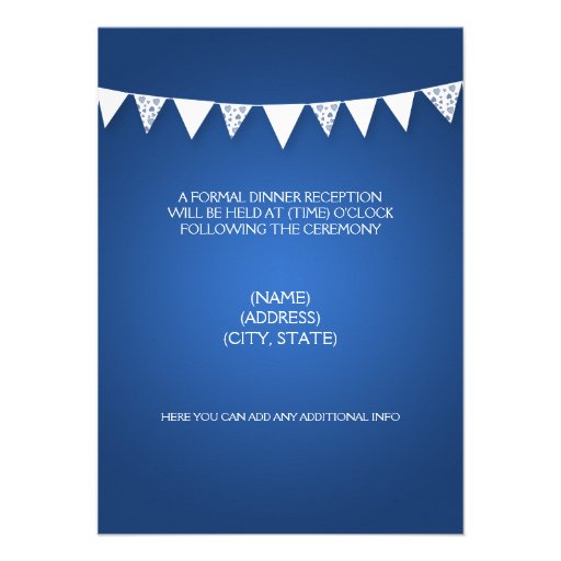 Wedding Reception Love Bunting Monogram Blue Custom Announcement