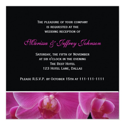 Wedding Reception Only Invitation -- Orchids