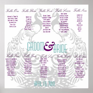 Wedding Reception Seating Chart - Peacock Themed Poster