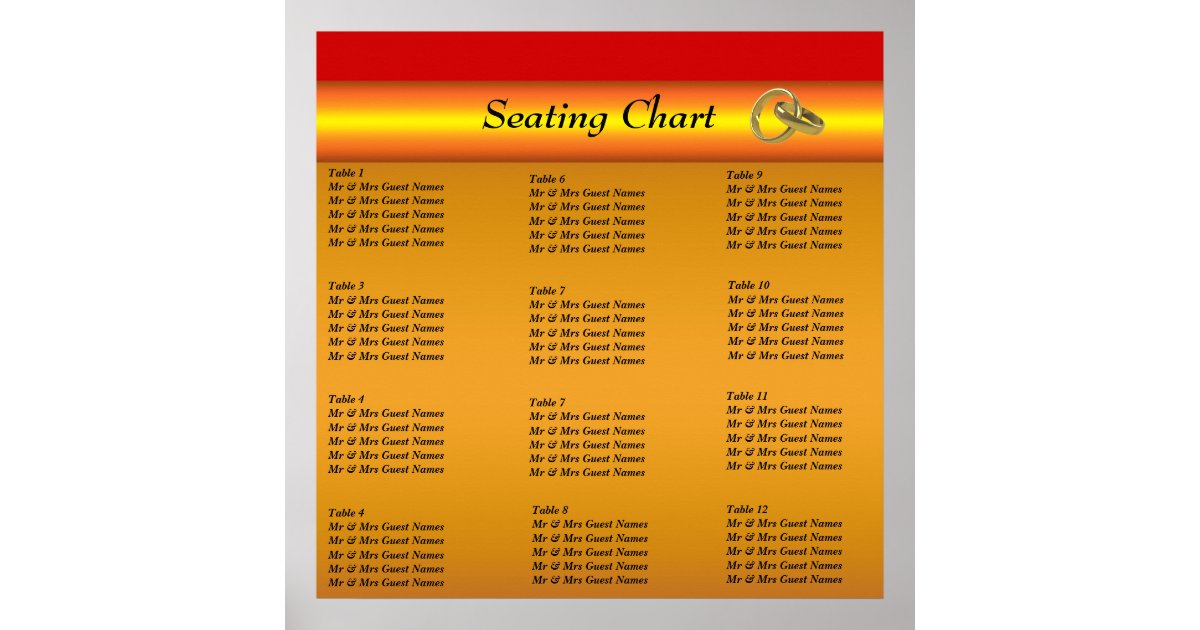 Wedding Reception Seating Chart Poster Zazzle