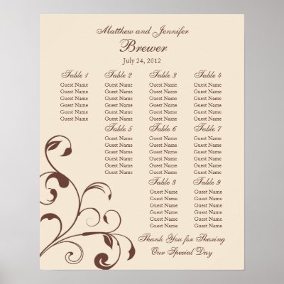 Wedding Reception Seating Chart Standard Sizes Posters by 