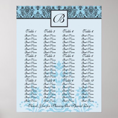 Home Wedding Receptions on Wedding Reception Seating Chart   Standard Sizes Poster From Zazzle