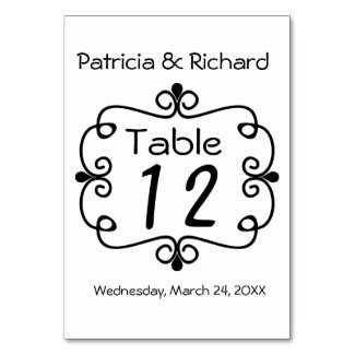 Wedding Reception Table Numbers Table Cards