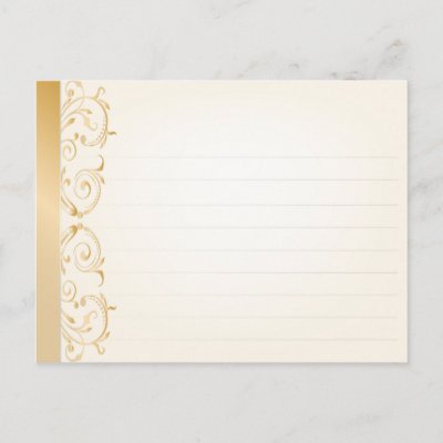 Wedding Recipe Card Gold and Silver Postcard
