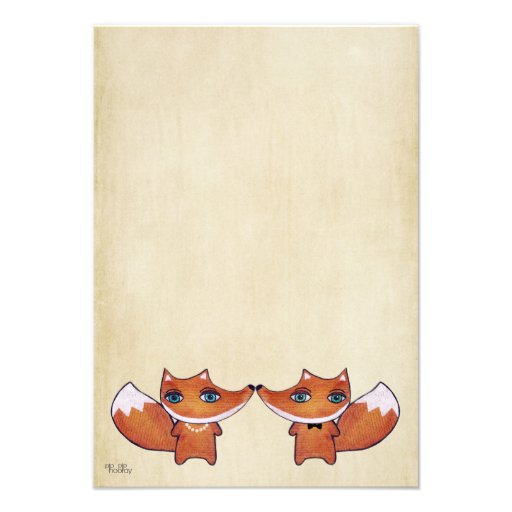 Wedding Red Fox Couple Thank You Note Cards