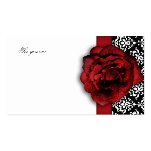 Wedding Red Rose Damask Appointment Business Card Template (back side)