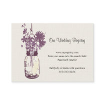 Wedding Registry Card Mason Jar & Wildflowers Business Card Template