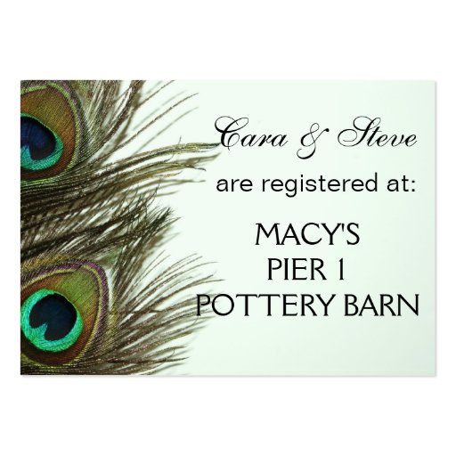 Wedding Registry Peacock Feather Cards Business Card