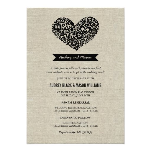 Wedding Rehearsal and Dinner Invitations (front side)