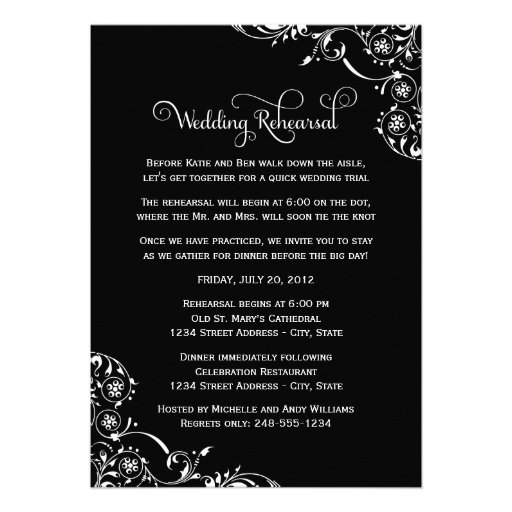 Wedding Rehearsal and Dinner Invitations | Black (front side)