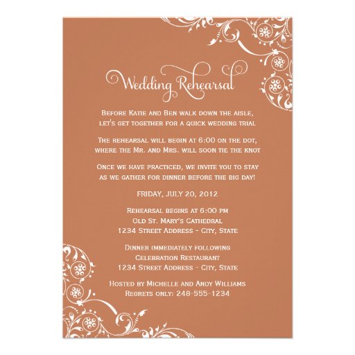 Wedding Rehearsal and Dinner Invitations | Copper
