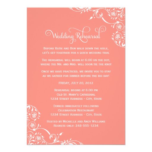 Wedding Rehearsal and Dinner Invitations | Coral