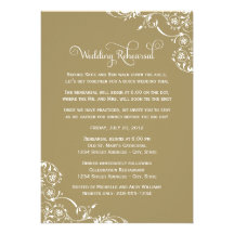 Wedding Rehearsal and Dinner Invitations | Gold
