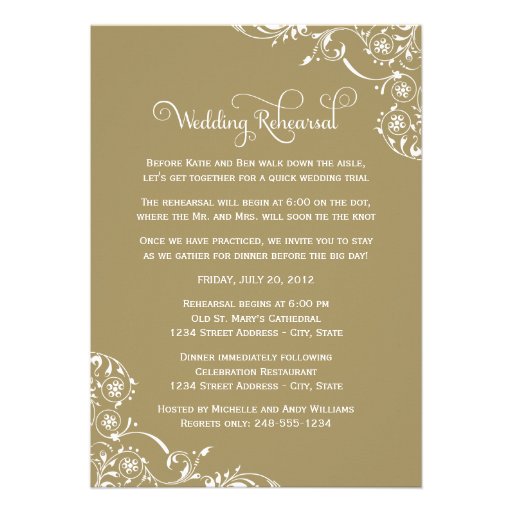 Wedding Rehearsal and Dinner Invitations | Gold