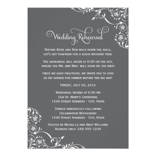 Wedding Rehearsal and Dinner Invitations | Gray (front side)