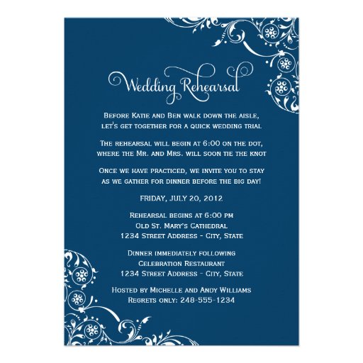 Wedding Rehearsal and Dinner Invitations | Navy (front side)