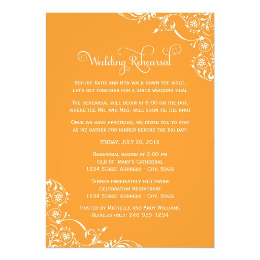 Wedding Rehearsal and Dinner Invitations | Orange