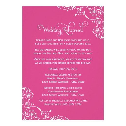 Wedding Rehearsal and Dinner Invitations | Pink