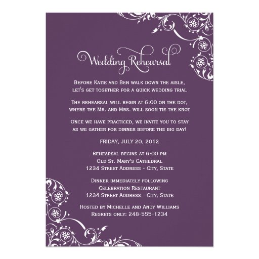 Wedding Rehearsal and Dinner Invitations | Purple