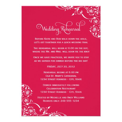 Wedding Rehearsal and Dinner Invitations | Red