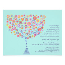 Wedding Rehearsal Dinner Aqua Circle Tree Invite